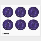 Sticker Rond Zodiac Purple Aquarius | Horoscope astrologique (Feuille)