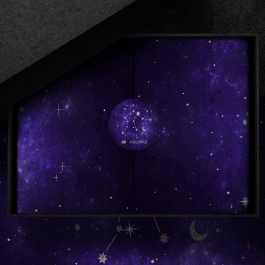 Sticker Rond Zodiac Purple Aquarius | Horoscope astrologique