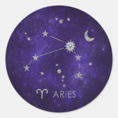 Sticker Rond Zodiac Purple Aries | Horoscope d'astrologie cosmi (Devant)