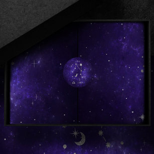 Sticker Rond Zodiac Purple Libra   Horoscope d'astrologie cosmi