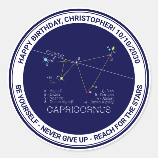 Sticker Rond Zodiaque Capricornus (Devant)