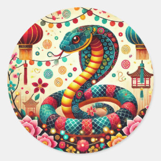 Sticker Rond Zodiaque chinois de serpent