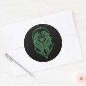 Sticker Rond Zodiaque de Gémeaux vert complexe sur noir (Enveloppe)