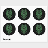 Sticker Rond Zodiaque de Gémeaux vert complexe sur noir (Feuille)