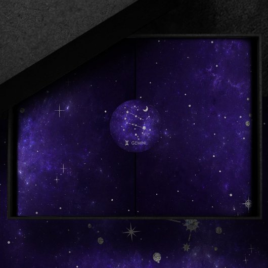 Sticker Rond Zodiaque Gémeaux Violet | Horoscope d'Astrologie C