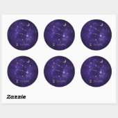 Sticker Rond Zodiaque Gémeaux Violet | Horoscope d'Astrologie C (Feuille)