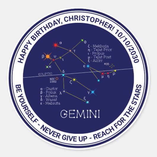 Sticker Rond Zodiaque Gemini (Devant)