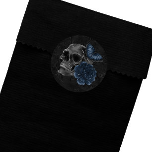 Sticker Rond Zodiaque magic Dark Navy Blue Gothic Skull