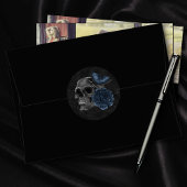 Sticker Rond Zodiaque magic | Dark Navy Blue Gothic Skull