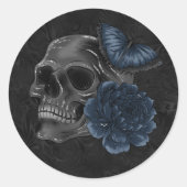 Sticker Rond Zodiaque magic | Dark Navy Blue Gothic Skull (Devant)