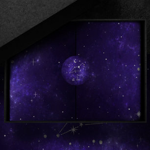 Sticker Rond Zodiaque Purple Leo Horoscope d'Astrologie Cosmi