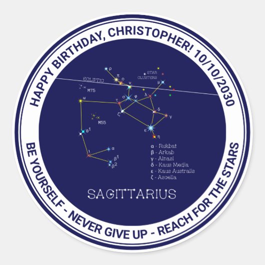 Sticker Rond Zodiaque Sagittarius (Devant)