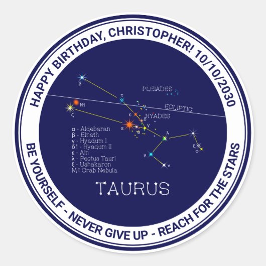 Sticker Rond Zodiaque Taurus (Devant)
