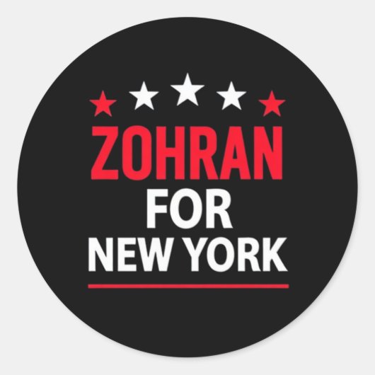 Sticker Rond Zohran for New York – Bold Political Support (Devant)