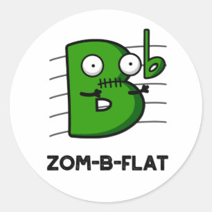 Sticker Rond Zom-B-Flat Drôle Halloween Zombie Musique Pun