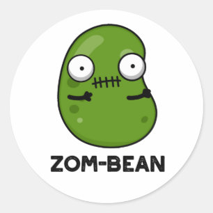 Sticker Rond Zom-bean Drôle Halloween Zombie Bean Pun