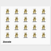 Sticker Rond Zom-pit Funny Halloween Zombie Pit Bull Pun (Feuille)