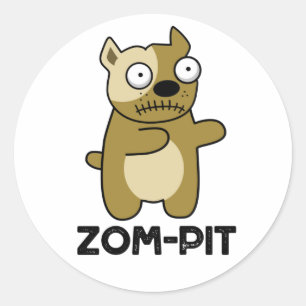 Sticker Rond Zom-pit Funny Halloween Zombie Pit Bull Pun