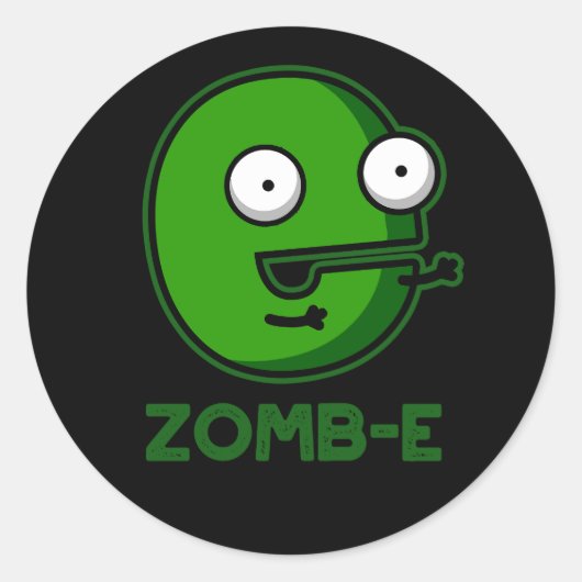Sticker Rond Zomb-E Drôle Halloween Zombie Alphabet Pun (Devant)
