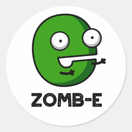 Sticker Rond Zomb-E Drôle Halloween Zombie Alphabet Pun (Devant)
