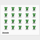Sticker Rond Zomb-V Drôle Halloween Zombie Alphabet V Pun (Feuille)