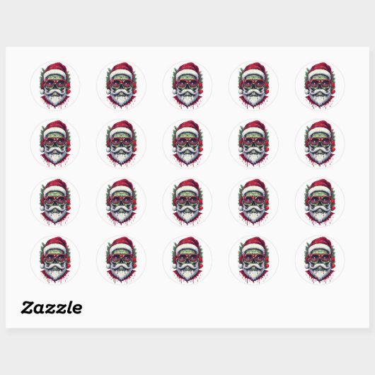 Sticker Rond Zombie Christmas (Feuille)