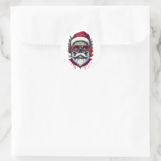 Sticker Rond Zombie Christmas (Sac)