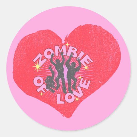 Sticker Rond Zombie d'amour Retro Punk Grunge Rocker Valentines (Devant)