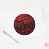 Sticker Rond Zombie Dance Party Noir & Orange (Enveloppe)