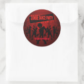 Sticker Rond Zombie Dance Party Noir & Orange (Sac)