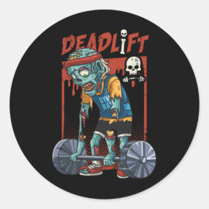 Sticker Rond Zombie Deadlift Poids Lifting Halloween Fitness G
