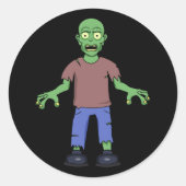 Sticker Rond Zombie effrayé (Devant)
