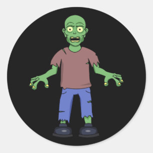 Sticker Rond Zombie effrayé