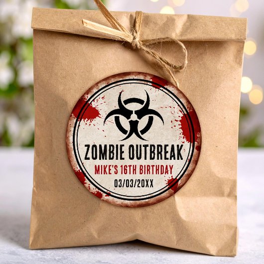 Sticker Rond Zombie Party rusty