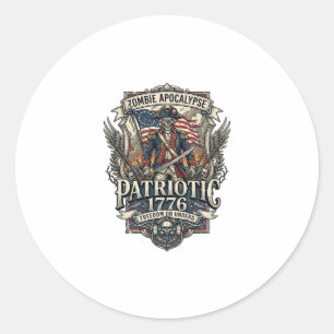 Sticker Rond Zombie Patriotique Général Zombie Patriotique Apoc