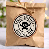 Sticker Rond Zombie survival team with skull