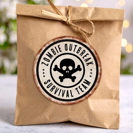 Sticker Rond Zombie survival team with skull