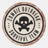 Sticker Rond Zombie survival team with skull (Devant)