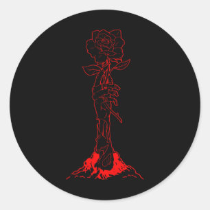Sticker Rond Zombiecore esthétique Zombie main Rouge Rose Squel