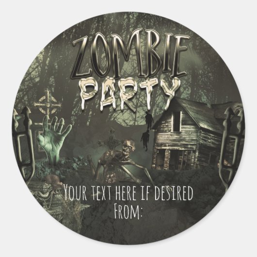 Sticker Rond Zombies Anniversaire Fun Favoriser (Devant)