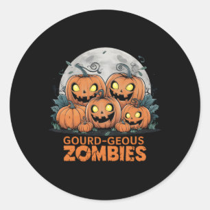 Sticker Rond Zombies gourdes Zombies Éffrayants Citrouilles Zom
