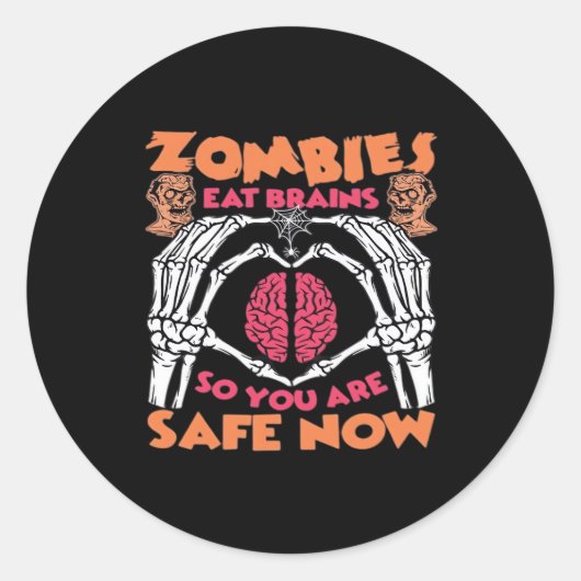 Sticker Rond Zombies Manger Cerveaux Classique (Devant)