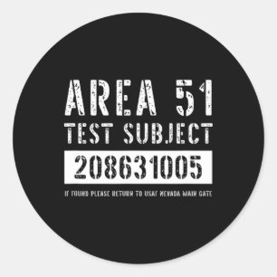 Sticker Rond Zone 51 Objet de l'essai 1005 Enlèvement d'Aliens