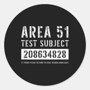Sticker Rond Zone 51 Objet de l'essai 4828 Enlèvement d'Aliens