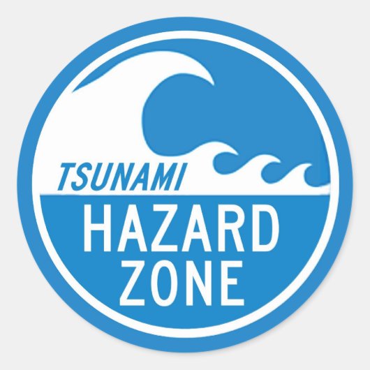 STICKER ROND ZONE DE DANGER TSUNAMI (Devant)