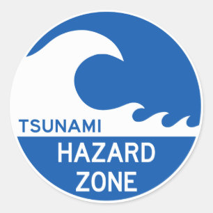 Sticker Rond Zone de tsunami