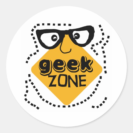 Sticker Rond Zone Geek d'avertissement jaune (Devant)