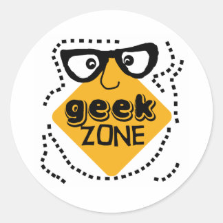 Sticker Rond Zone Geek d'avertissement jaune