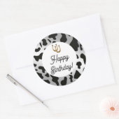 Sticker Rond Zones d'argent et de vache noire Anniversaire (Enveloppe)