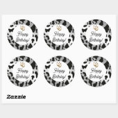 Sticker Rond Zones d'argent et de vache noire Anniversaire (Feuille)